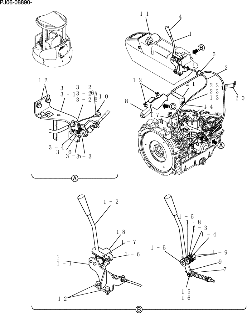 Схема запчастей Case CX50B - (065-01[1]) - CONTROL ASSY, ENGINE WITH DECEL (10) - ENGINE