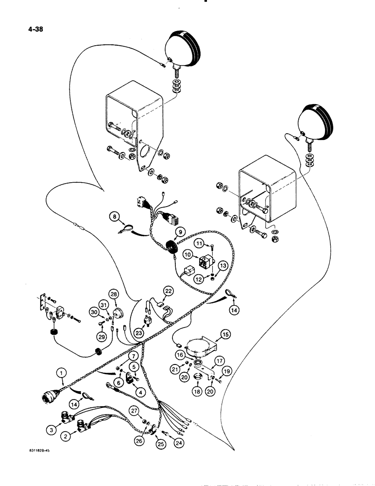 Схема запчастей Case W11B - (4-038) - ELECTRICAL SYSTEM, FRONT ELECTRICAL HARNESS, BEFORE P.I.N. 9158252 (04) - ELECTRICAL SYSTEMS