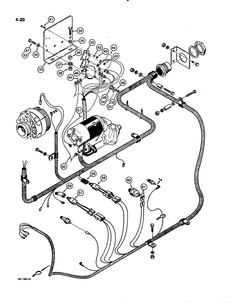 Схема запчастей Case W11B - (4-020) - ELECTRICAL SYSTEM, REAR ELECTRICAL HARNESS, PRIOR TO P.I.N. 9154401 (04) - ELECTRICAL SYSTEMS