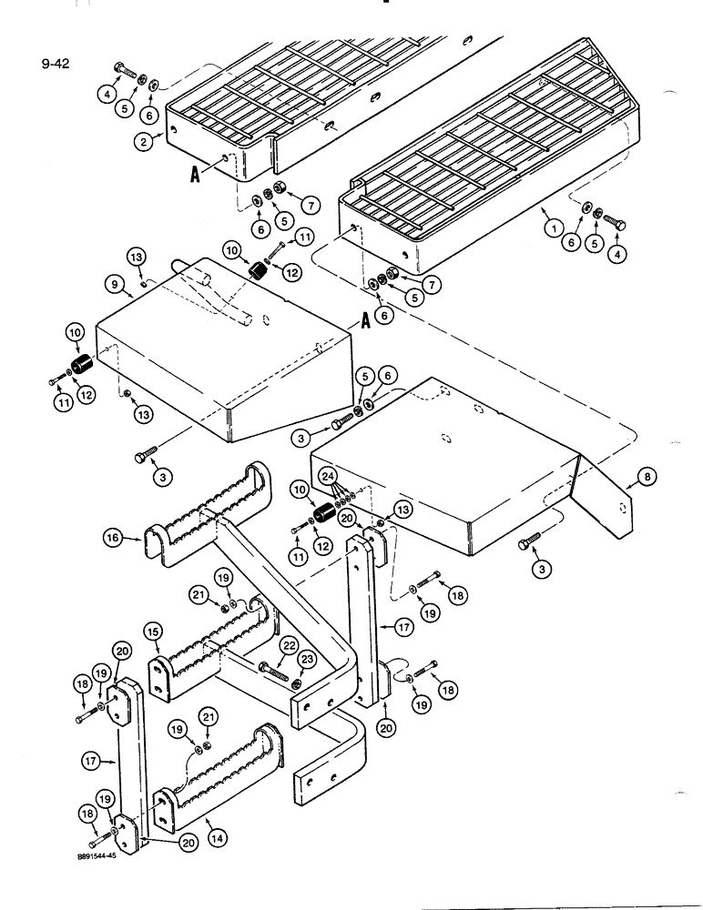 Схема запчастей Case 821 - (9-042) - REAR FENDERS AND STEPS (09) - CHASSIS/ATTACHMENTS