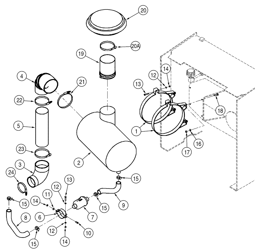 Схема запчастей Case 921C - (02-08) - AIR CLEANER - AIR INTAKE PARTS (02) - ENGINE