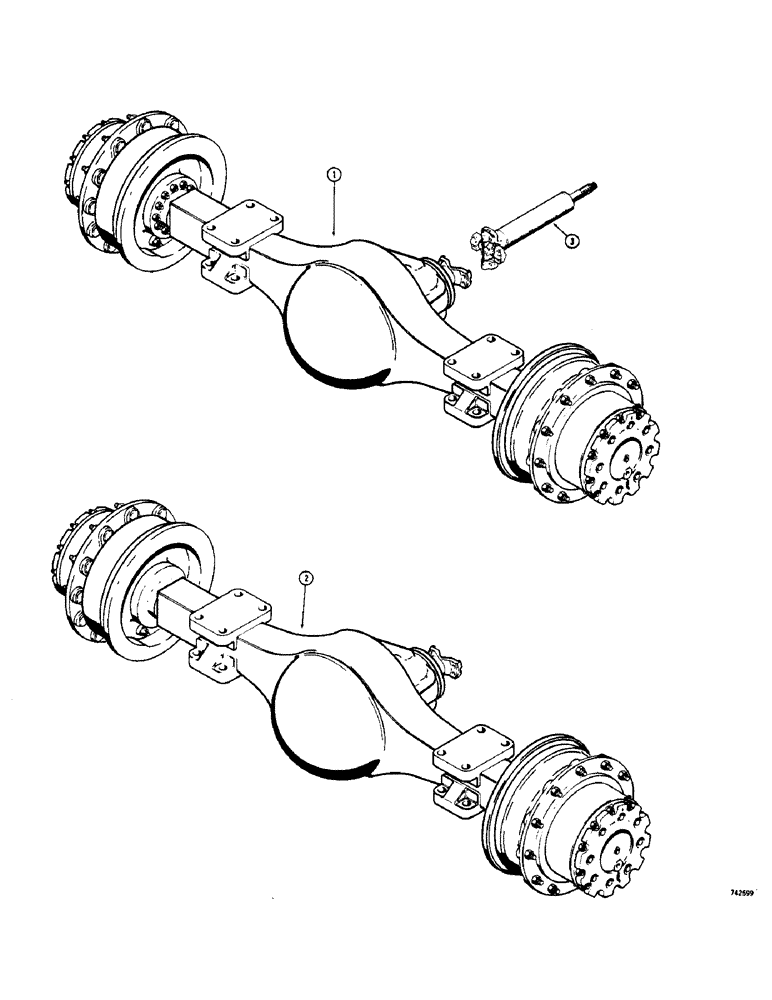 Схема запчастей Case 825 - (136) - REAR AXLES AND DRIVE SHAFTS (03) - TRANSMISSION