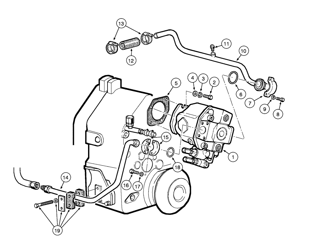 Схема запчастей Case 845 - (08-010[01]) - MAIN HYDRAULIC PUMP - HYDRAULIC CIRCUIT (08) - HYDRAULICS