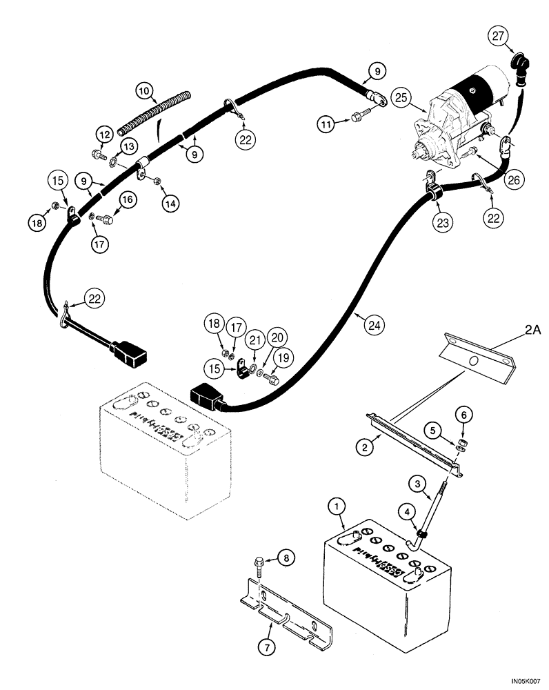 Схема запчастей Case 550H-IND - (04-03) - BATTERY AND BATTERY CABLES - STARTER (04) - ELECTRICAL SYSTEMS