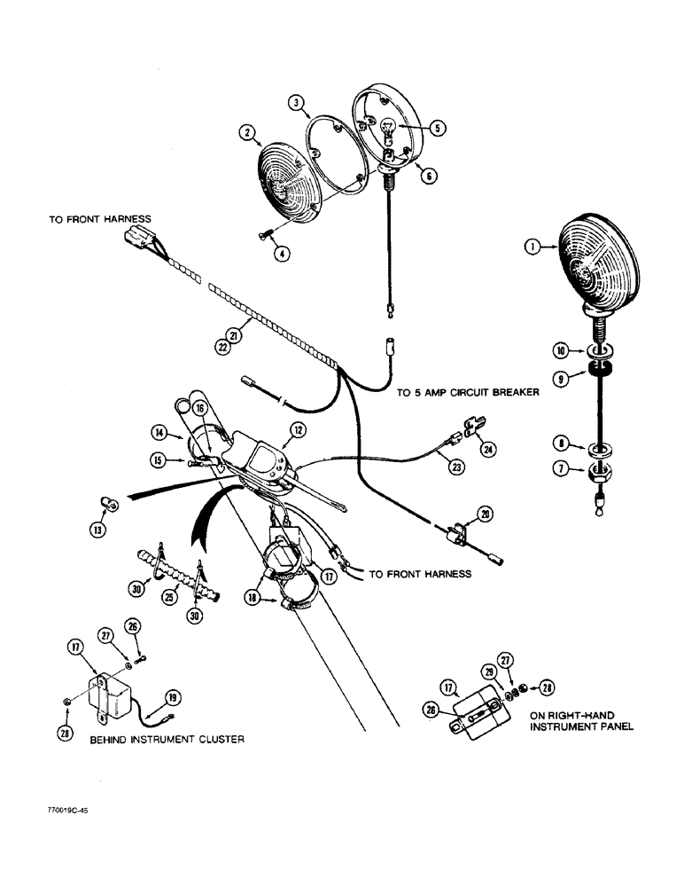 Схема запчастей Case W36 - (4-166) - TURN SIGNAL AND FLASHER LAMP, PRIOR TO P.I.N. 9156438 (04) - ELECTRICAL SYSTEMS