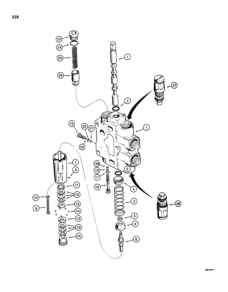 Схема запчастей Case 1150D - (336) - D87084 LOADER LIFT SECTION (08) - HYDRAULICS