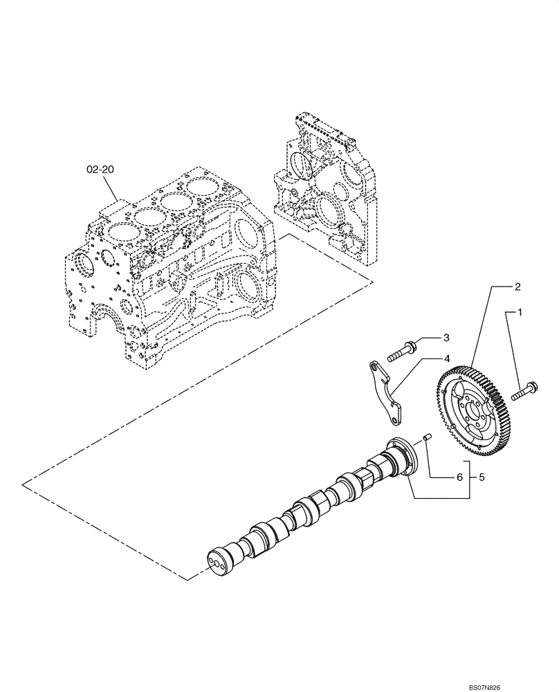 Схема запчастей Case 521E - (02-34) - CAMSHAFT (02) - ENGINE