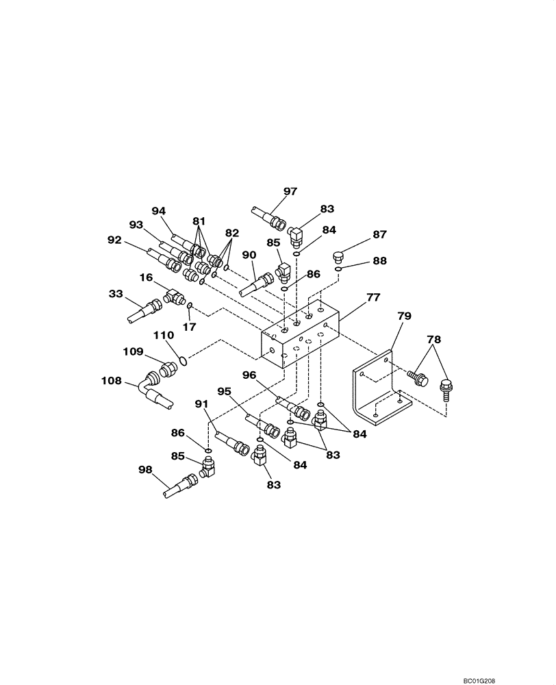 Схема запчастей Case CX800 - (08-40) - HYDRAULICS - PILOT PRESSURE, RETURN LINES (08) - HYDRAULICS