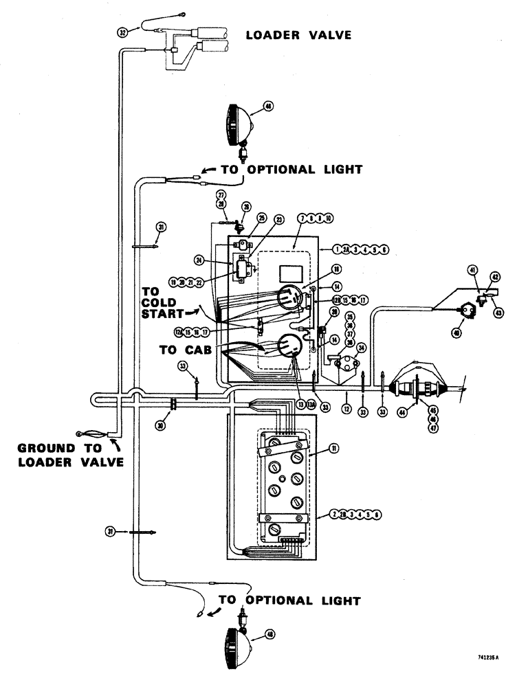 Схема запчастей Case W20 - (062) - ELECTRICAL SYSTEM FRONT HARNESS AND INSTRUMENT PANELS TRACTOR S.N. 9115403 AND AFTER (04) - ELECTRICAL SYSTEMS