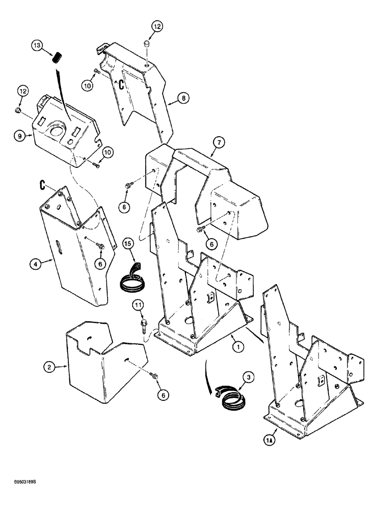 Схема запчастей Case 921 - (9-044) - PEDESTAL AND COVERS (09) - CHASSIS/ATTACHMENTS