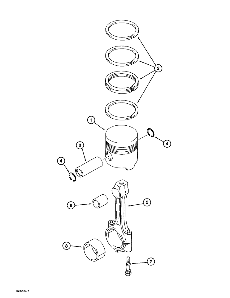 Схема запчастей Case 560 - (2-29A) - PISTONS AND CONNECTING RODS, KUBOTA V2203IDI ENGINE, P.I.N. JAF0295741 AND AFTER (02) - ENGINE