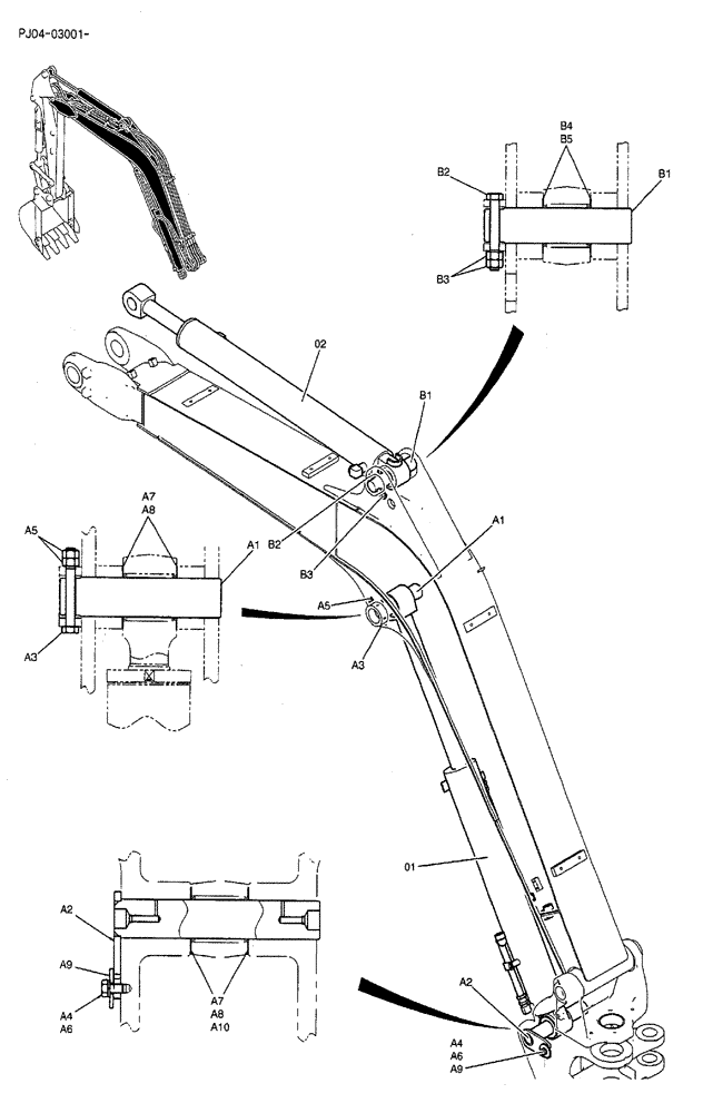 Схема запчастей Case CX50B - (04-006) - CYLINDER INSTAL Attachments