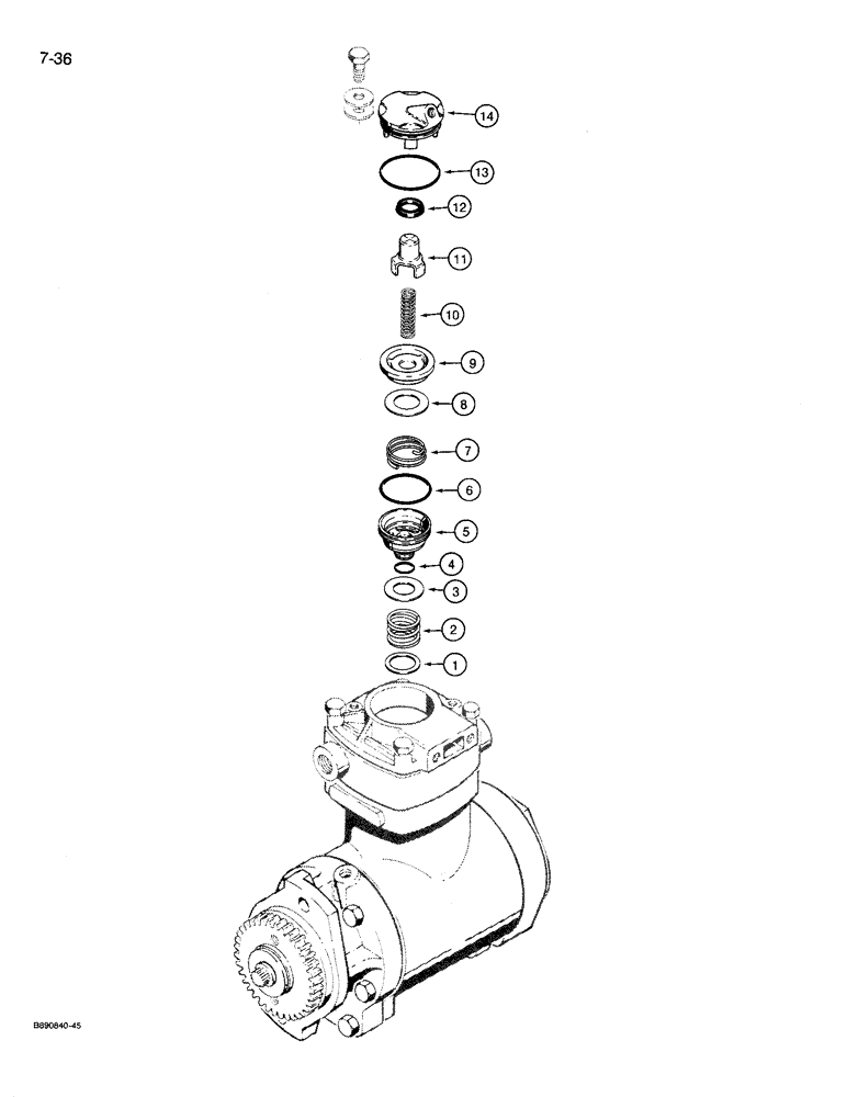 Схема запчастей Case 721 - (7-36) - AIR COMPRESSOR HEAD REPAIR KIT (07) - BRAKES