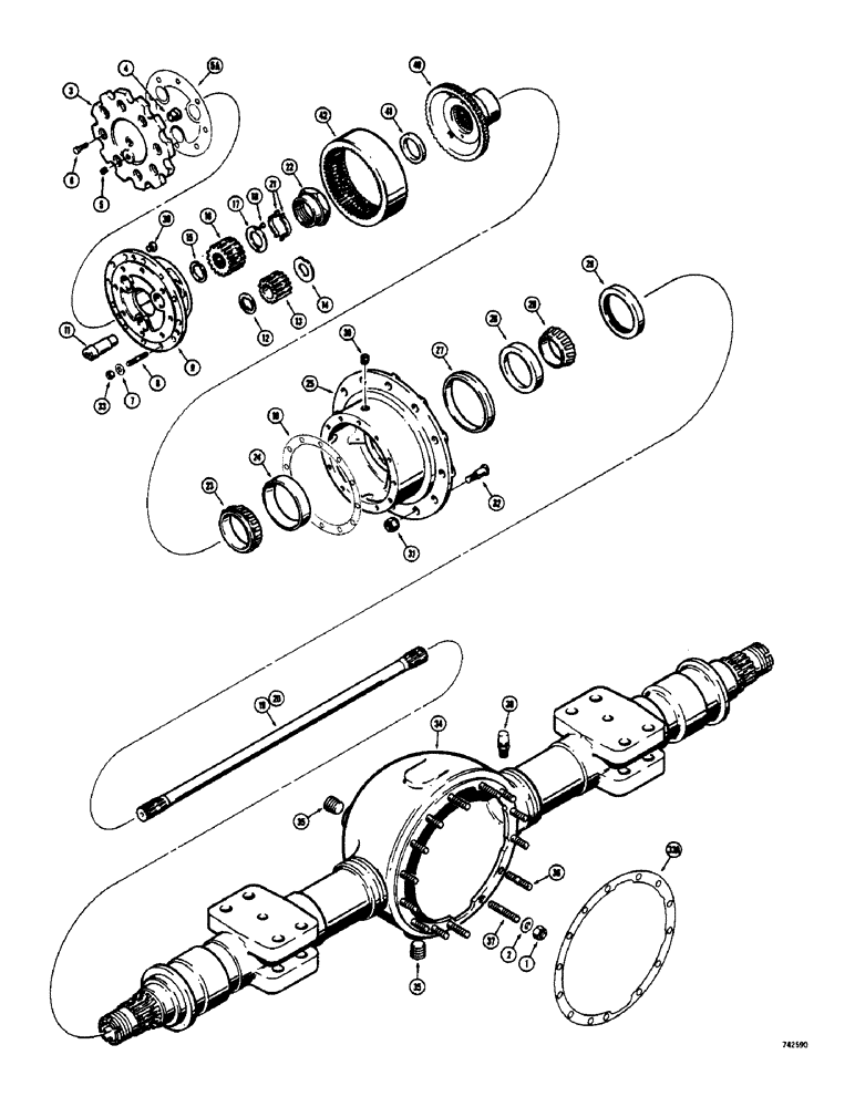 Схема запчастей Case 600 - (178) - PRM130 AXLE AND PLANETARY (03) - TRANSMISSION