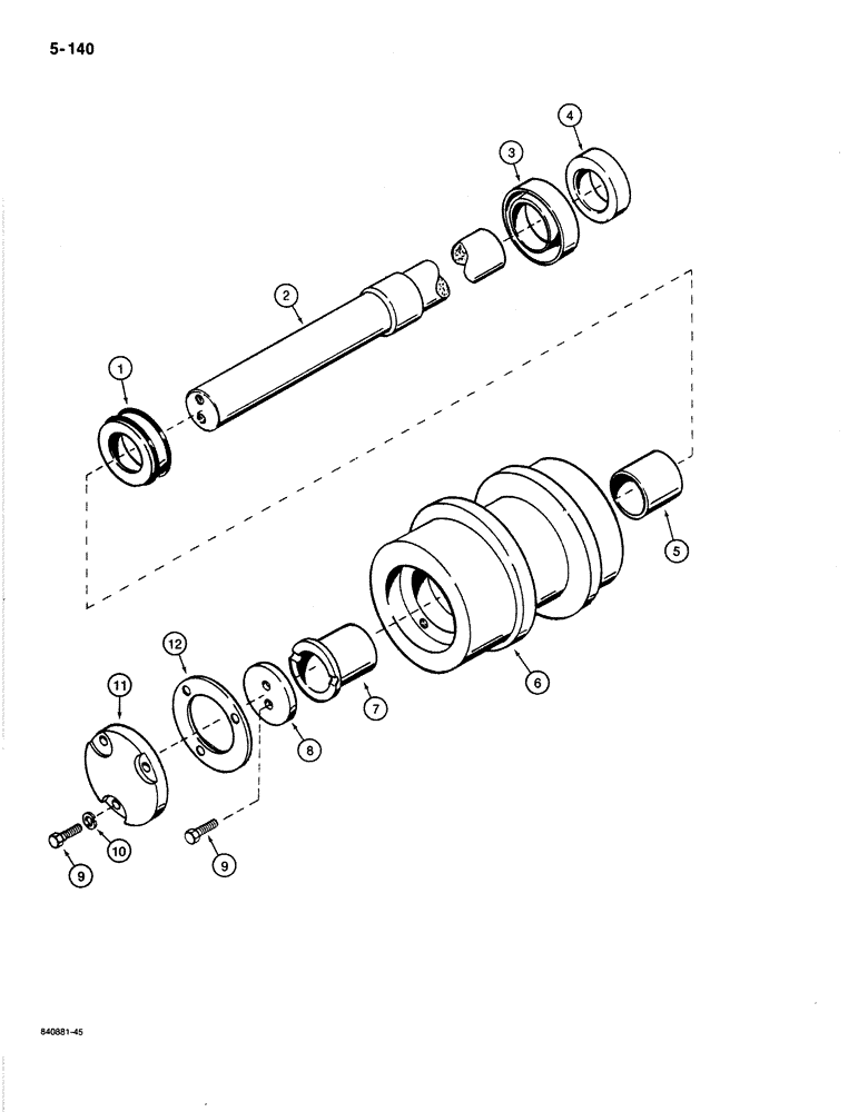 Схема запчастей Case 1080B - (5-140) - TRACK CARRIER ROLLER, *TYPE 1 (11) - TRACKS/STEERING