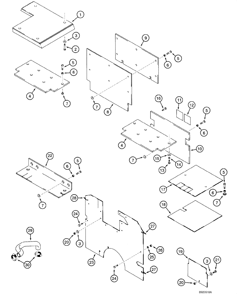 Схема запчастей Case 1840 - (09-29B) - NOISE KIT (EUROPE, - JAF0098065), 89DB EEC APPROVED (09) - CHASSIS/ATTACHMENTS