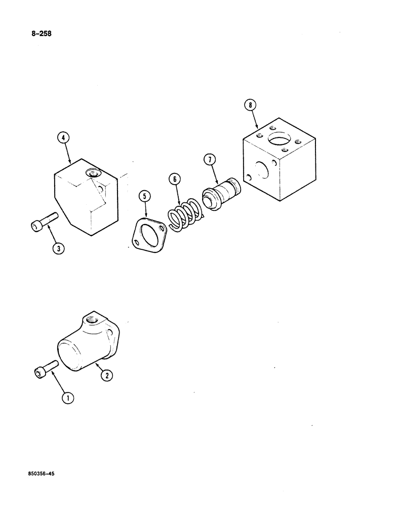 Схема запчастей Case 125B - (8-258) - PRESSURE REGULATING VALVE - 13 BAR, P.I.N. 74251 THROUGH 74574 (08) - HYDRAULICS