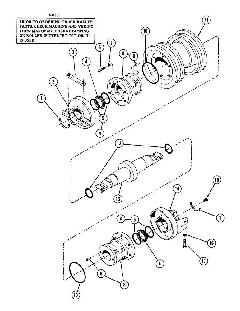 Схема запчастей Case 50 - (022) - DOUBLE FLANGE TRACK ROLLER, TYPE C, (S/N 6279926 AND AFTER) (48) - TRACKS & TRACK SUSPENSION