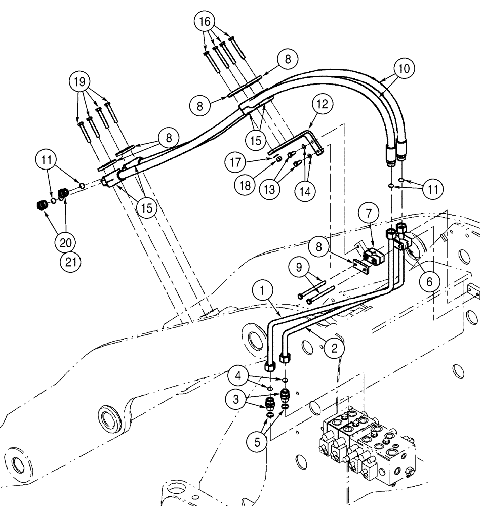 Схема запчастей Case 521D - (08-09) - HYDRAULICS - LOADER AUXILIARY (08) - HYDRAULICS