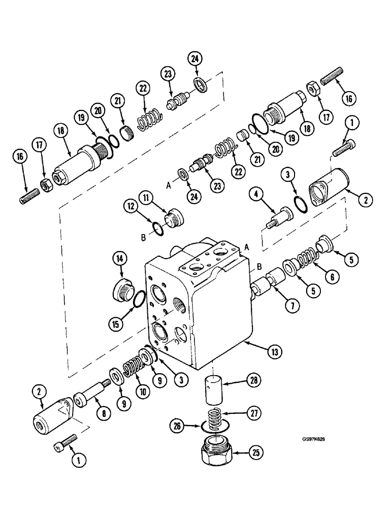 Схема запчастей Case 220B - (8-136) - SWING CONTROL AND OPTIONAL CONTROL VALVE, P.I.N. 74441 THRU 74597, P.I.N. 03201 AND AFTER (08) - HYDRAULICS