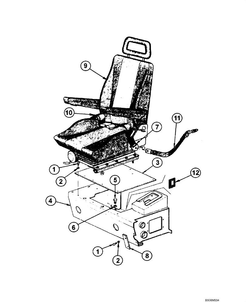 Схема запчастей Case 845 - (09.55A[00]) - SEAT - MOUNTING ND BRACKET (09) - CHASSIS