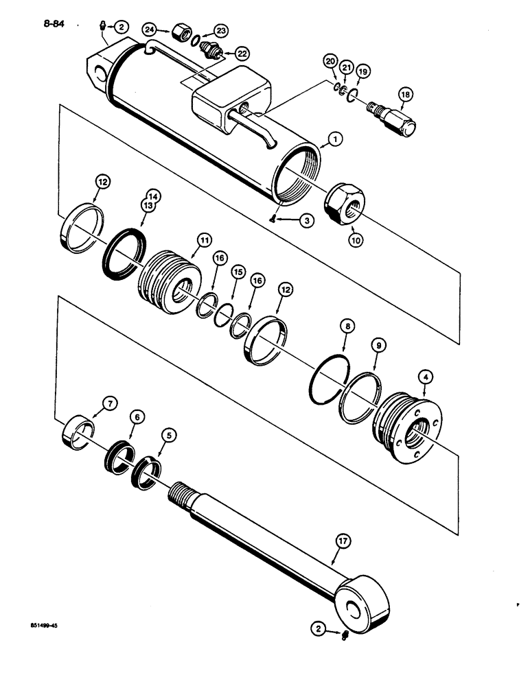 Схема запчастей Case 1187C - (8-84) - COLLECTOR ARM CYLINDER (08) - HYDRAULICS