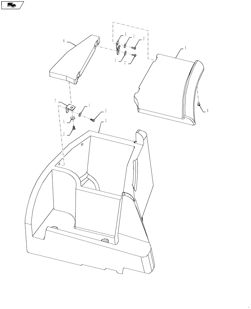 Схема запчастей Case 1121F - (90.160.07) - CAB - INTERIOR TRIM - STORAGE COMPARTMENTS (90) - PLATFORM, CAB, BODYWORK AND DECALS