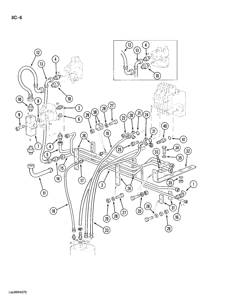 Схема запчастей Case 688 - (8C-06) - SWIVEL AND SWING MOTOR HYDRAULIC CIRCUIT, P.I.N. FROM 11601 TO 11653 (08) - HYDRAULICS