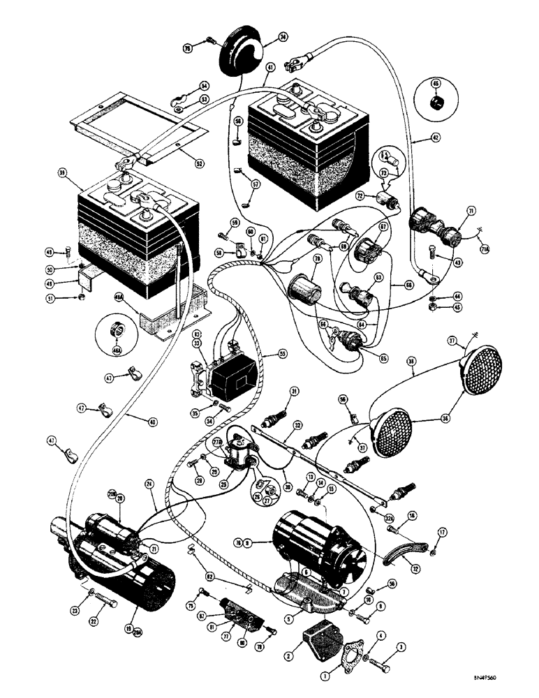 Схема запчастей Case 310F - (062) - STARTER, GENERATOR, BATTERY, AND WIRING - DIESEL, USED ON TRACS. PRIOR TO SN 3019958 (06) - ELECTRICAL SYSTEMS