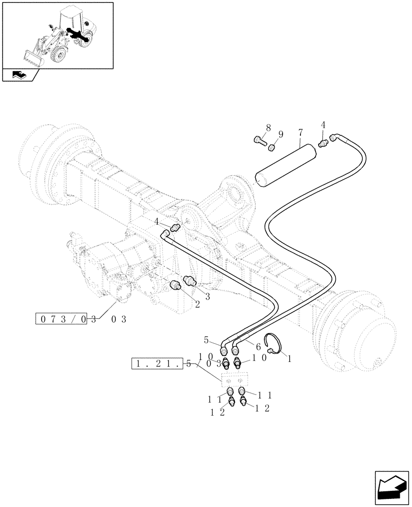 Схема запчастей Case 321E - (073/03[02]) - 20 KM/H REAR SELF-LOCKING AXLE: ASSEMBLY (05) - REAR AXLE