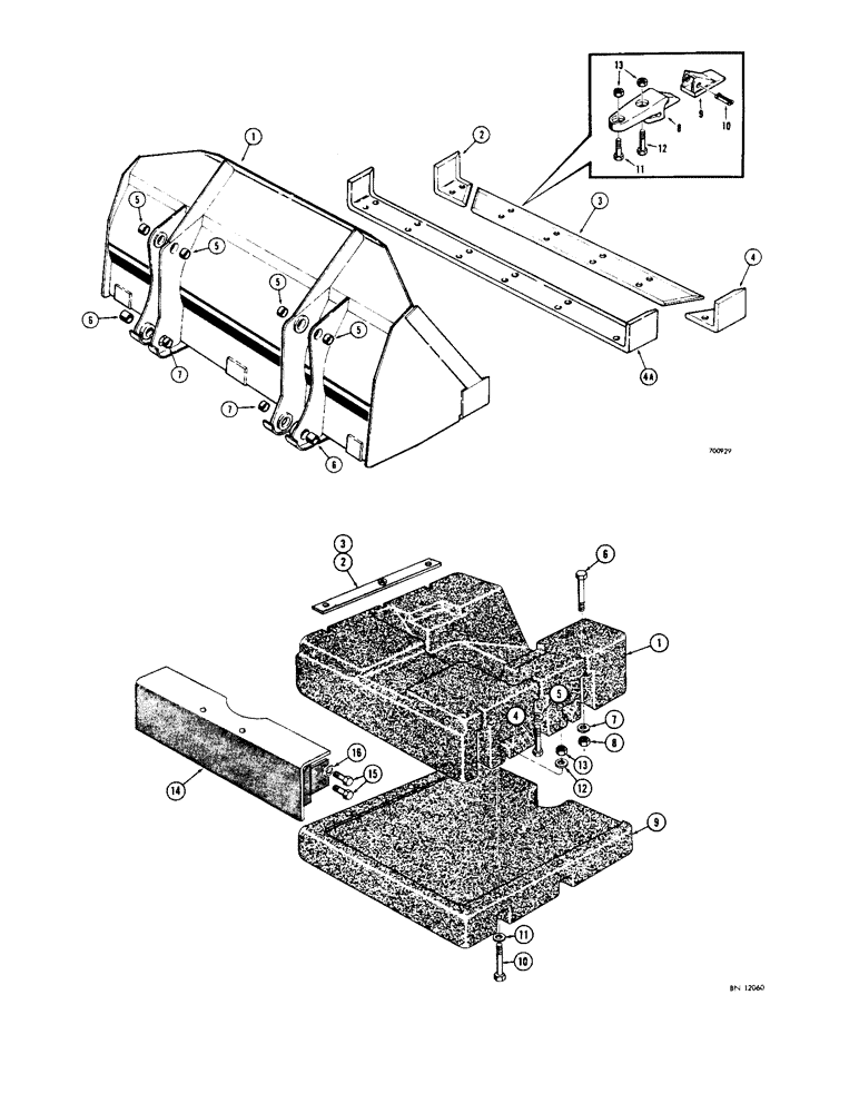 Схема запчастей Case 310G - (147A[1]) - FRONT COUNTERWEIGHTS FOR BACKHOE (05) - UPPERSTRUCTURE CHASSIS