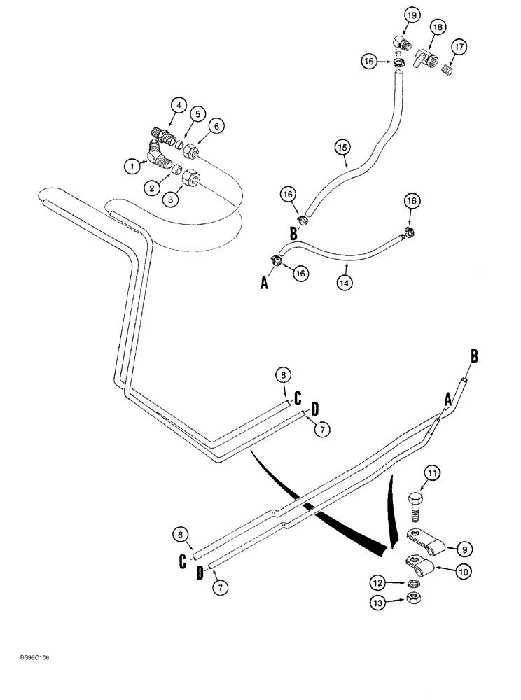 Схема запчастей Case 550G - (3-06) - FUEL LINES, PRIOR TO P.I.N. JJG0255794 (02) - FUEL SYSTEM