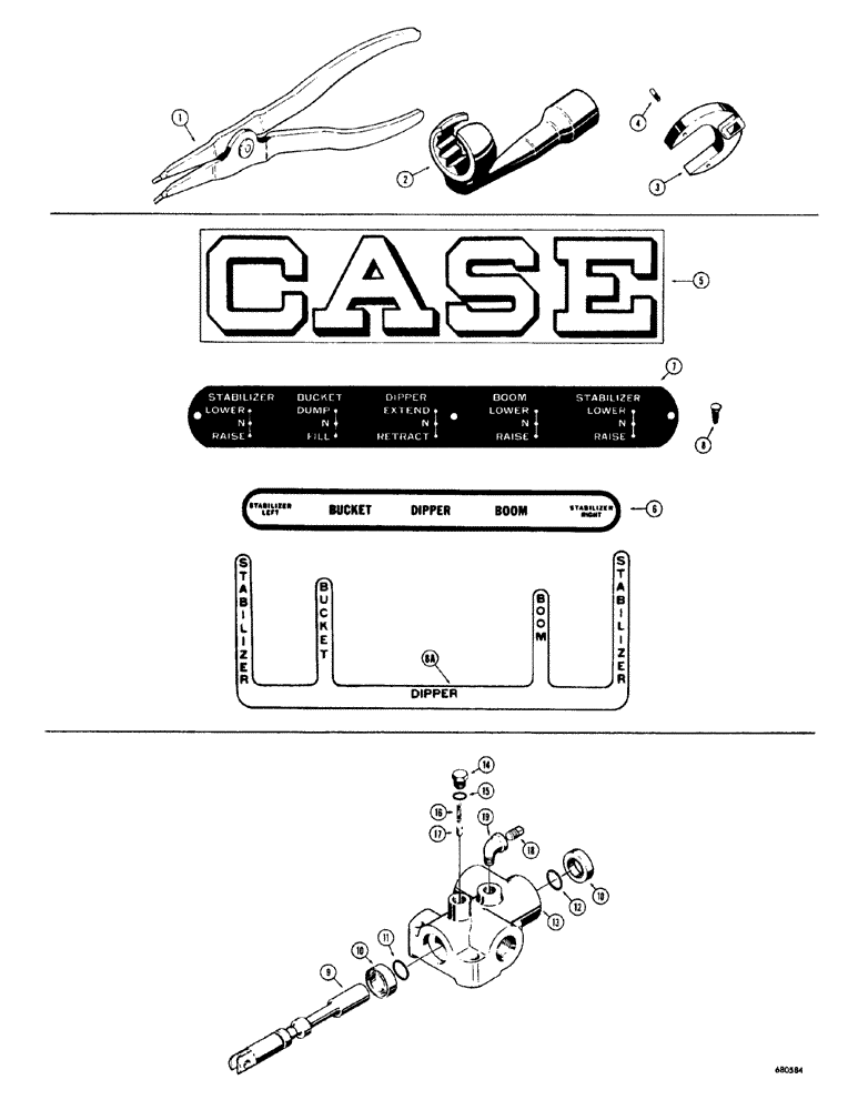 Схема запчастей Case 34 - (200) - TOOLS, DECALS AND DIVERTER VALVE 