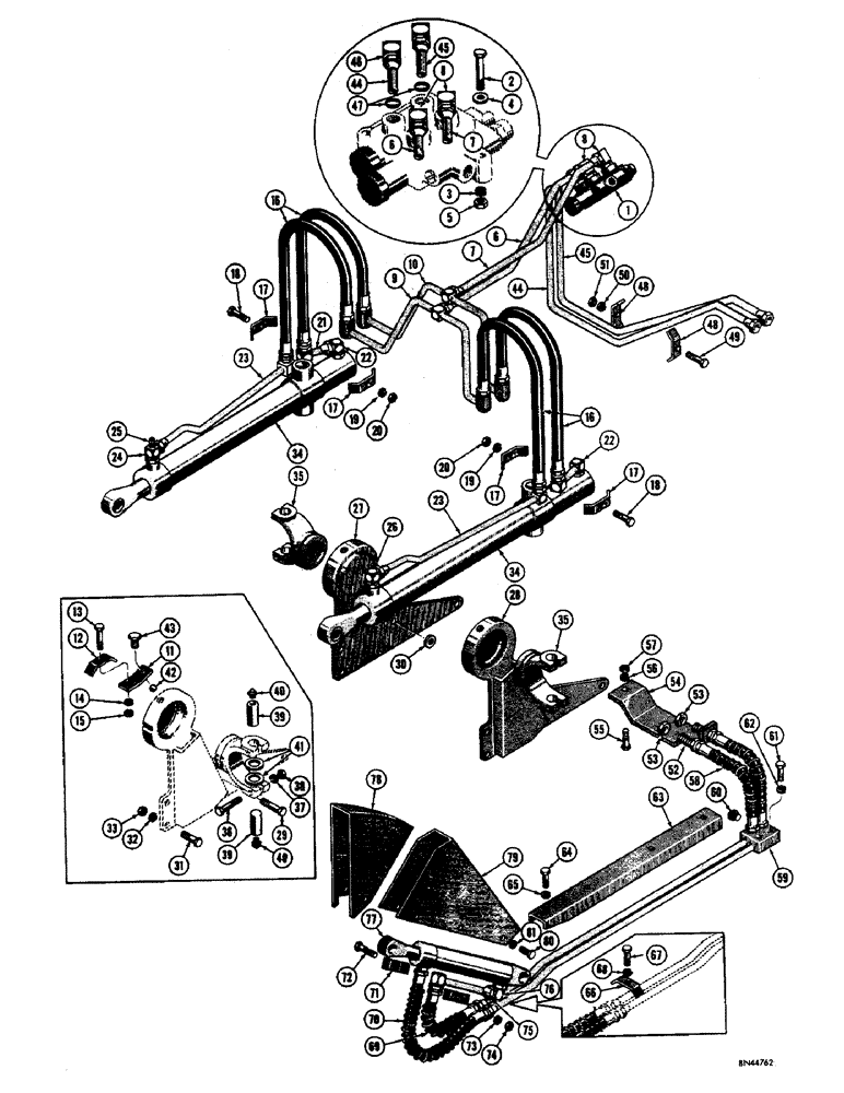 Схема запчастей Case 310F - (190) - HYDRAULIC CROWN TILT BULLDOZER HYDRAULICS, LIFT CYLINDER HYDRAULICS (07) - HYDRAULIC SYSTEM