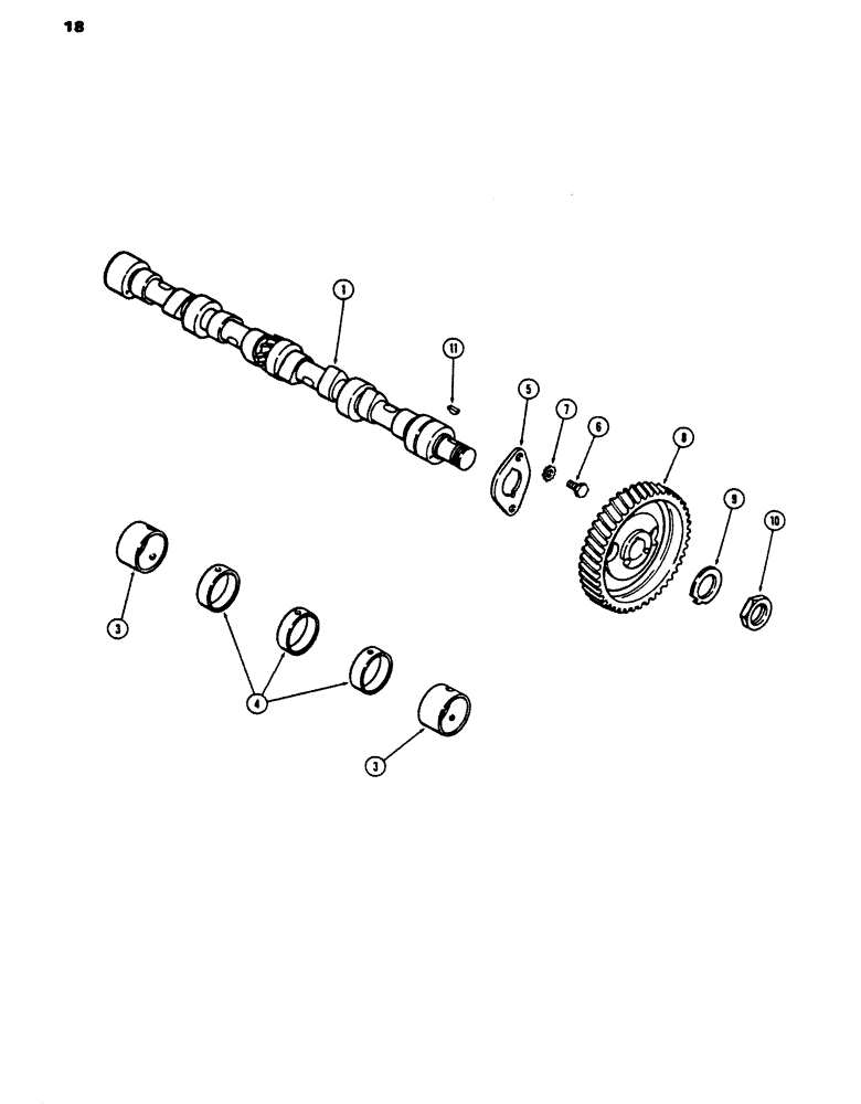 Схема запчастей Case 450 - (018) - CAMSHAFT, 207 DIESEL ENGINE (01) - ENGINE