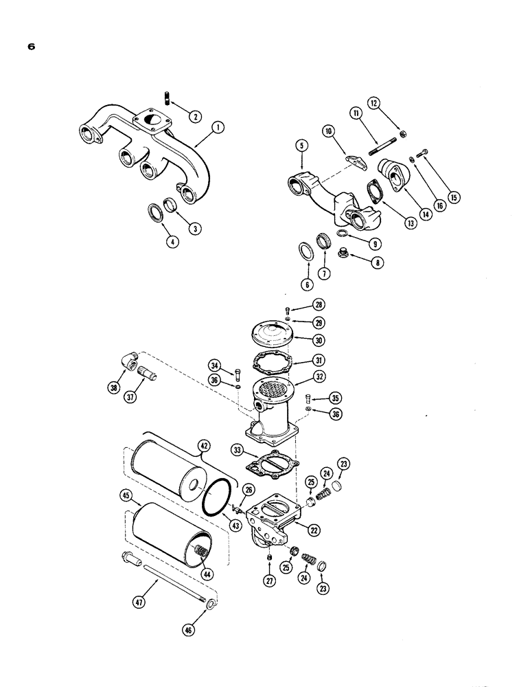 Схема запчастей Case 850 - (006) - MANIFOLD, (301) DIESEL ENGINE (01) - ENGINE