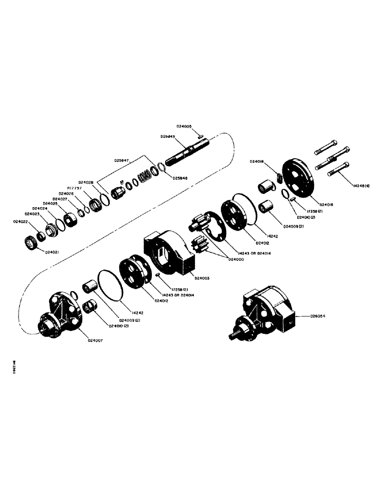 Схема запчастей Case 21 - (62) - D26054 HYDRAULIC PUMP (17 G. P. M. - HYDRECO 2010-A4-F5-AR 