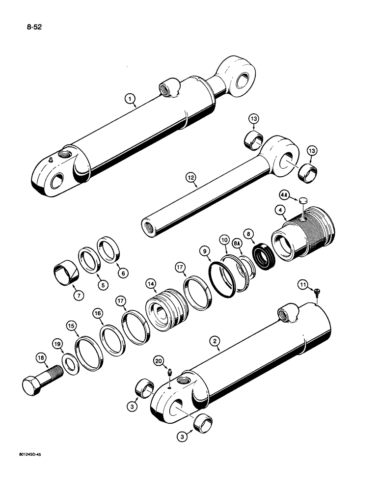 Схема запчастей Case 26D - (8-52) - G102294 STABILIZER CYLINDER 