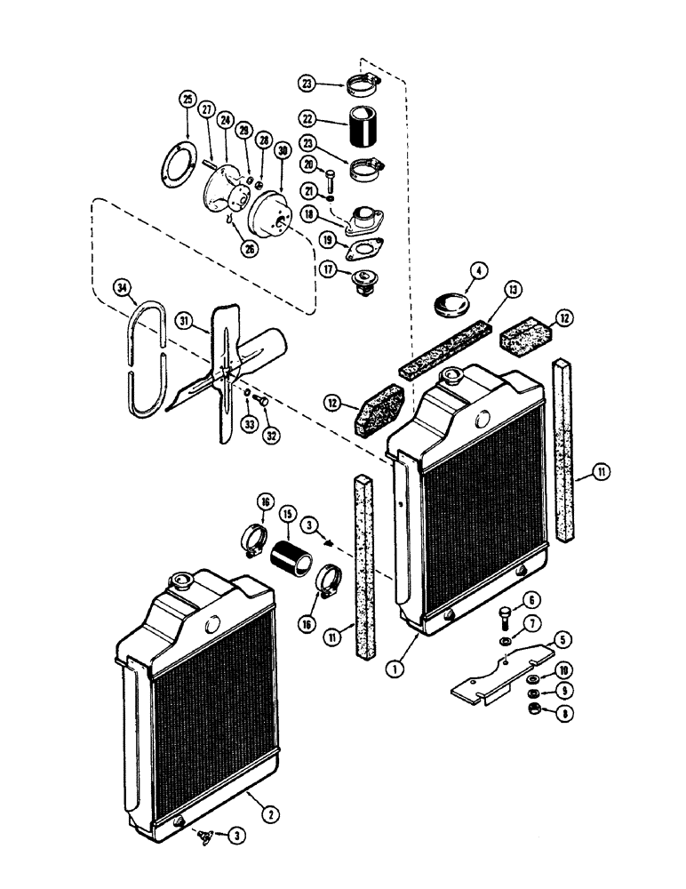 Схема запчастей Case 530CK - (036) - ENGINE COOLING SYSTEM, (159) DIESEL ENGINE (10) - ENGINE