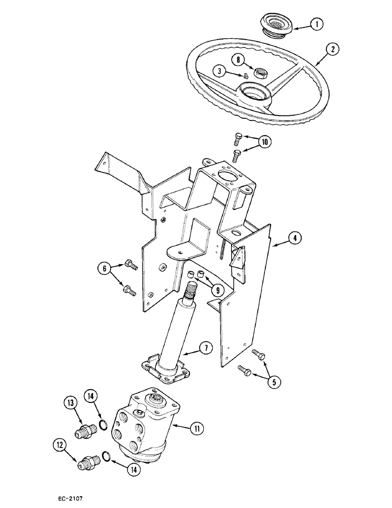 Схема запчастей Case 380B - (5-116) - STEERING SUPPORT, VALVE AND POST (05) - STEERING