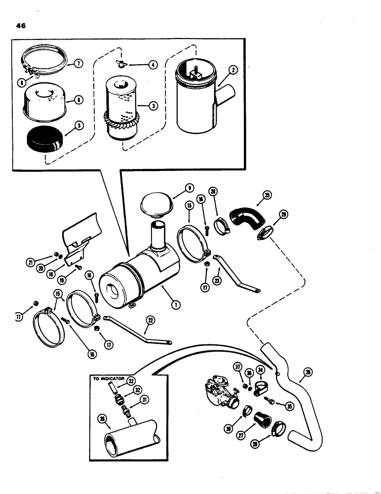 Схема запчастей Case 480B - (046) - AIR CLEANER, (148B) SPARK IGNITION ENGINE 