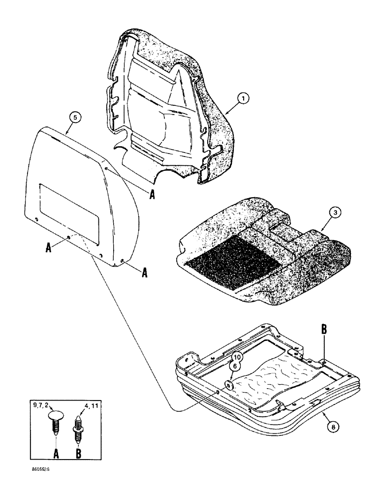 Схема запчастей Case 1838 - (9-22) - DELUXE OPERATORS SEAT, CUSHIONS AND SHELL (09) - CHASSIS/ATTACHMENTS