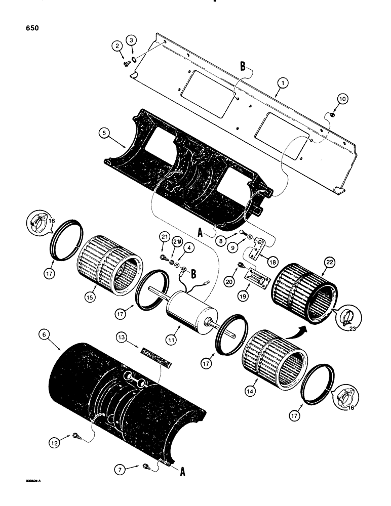 Схема запчастей Case 580E - (650) - CAB BLOWER (09) - CHASSIS/ATTACHMENTS