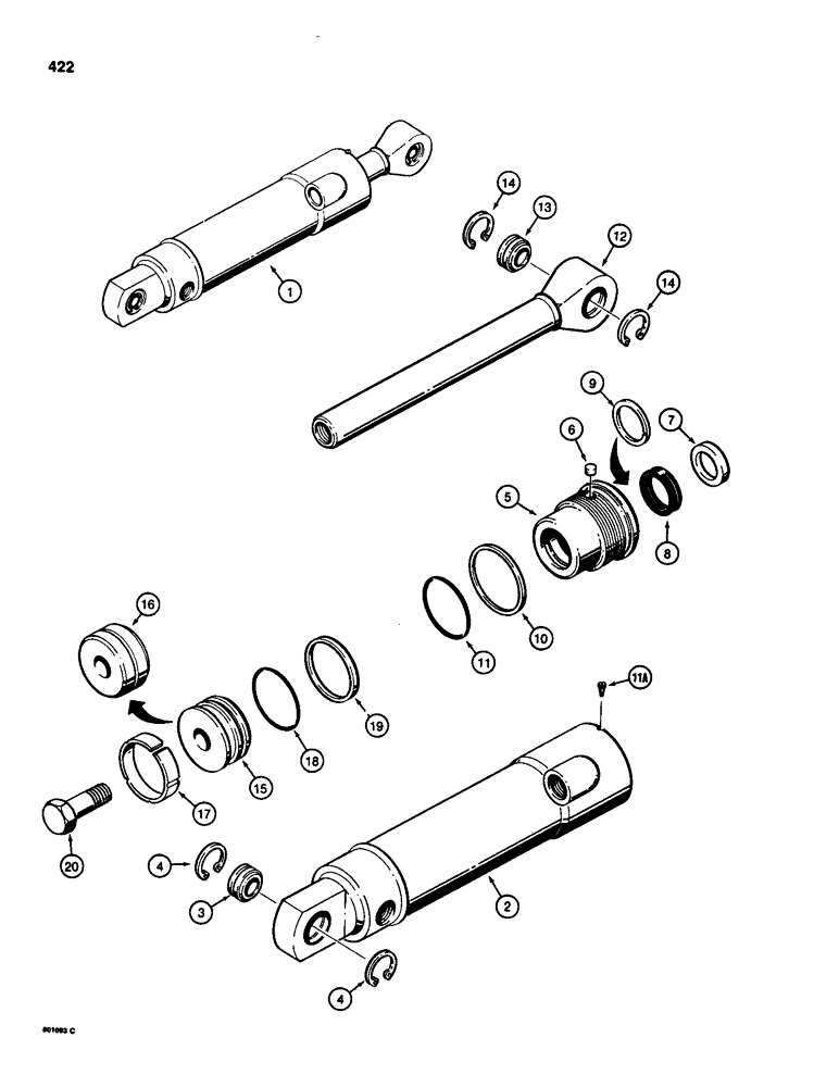 Схема запчастей Case 580SD - (422) - G33128 THREE-POINT HITCH PITCH CYLINDER (08) - HYDRAULICS