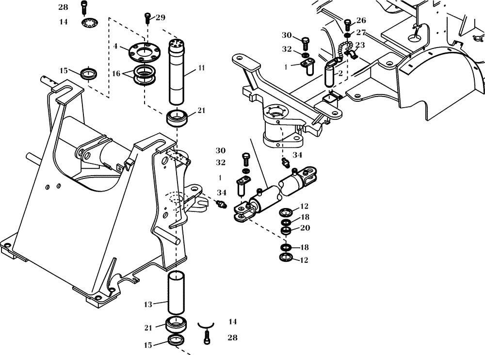 Схема запчастей Case 321E - (01.450[2991203001]) - ARTICULATED JOINT (39) - FRAMES AND BALLASTING