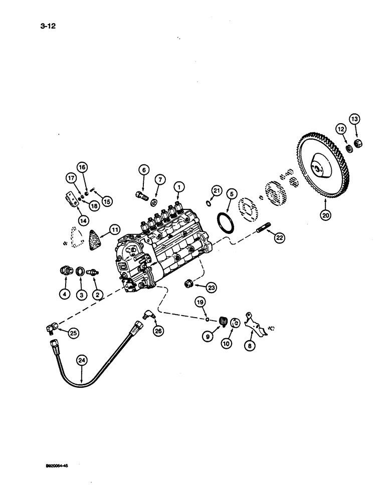 Схема запчастей Case 1187C - (3-12) - FUEL INJECTION PUMP AND DRIVE, 6T-830 ENGINE (03) - FUEL SYSTEM