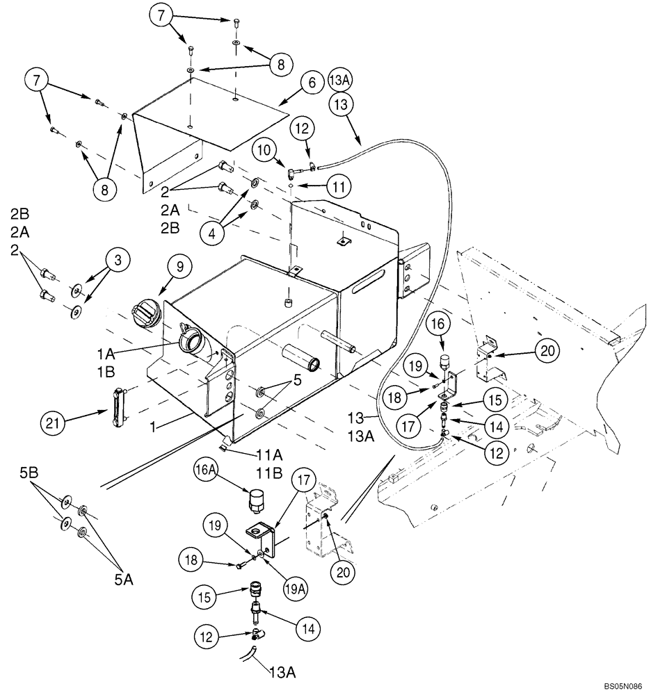 Схема запчастей Case 585G - (09-22) - BATTERY BOX - TANK, HYDRAULIC OIL (09) - CHASSIS