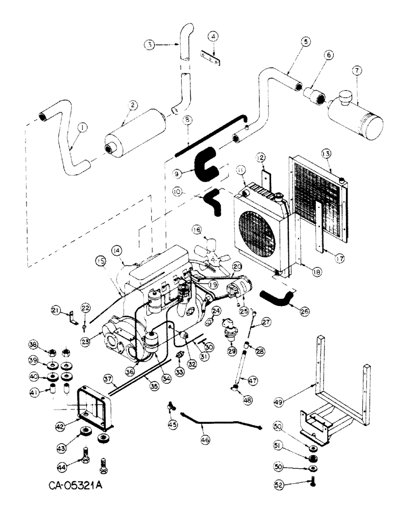 Схема запчастей Case 4150 - (12-45) - POWER, ENGINE AND MOUNTING DIESEL, LOADER, FORD ENGINE (04) - Drive Train