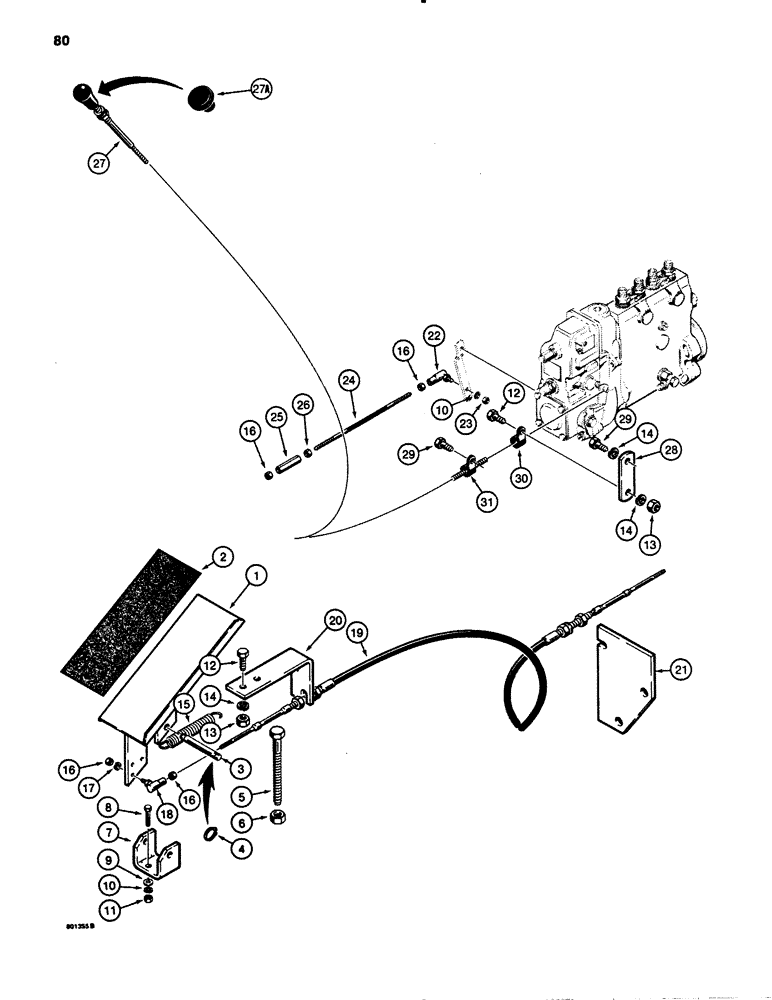 Схема запчастей Case 780B - (080) - FOOT THROTTLE CONTROL AND FUEL SHUTOFF (04) - ELECTRICAL SYSTEMS