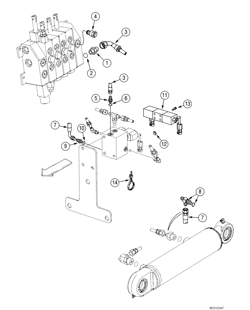 Схема запчастей Case 570MXT - (08-12) - HYDRAULICS - VALVE, LASER CONTROL (MODELS WITH THREE POINT HITCH LOCK VALVE) (08) - HYDRAULICS